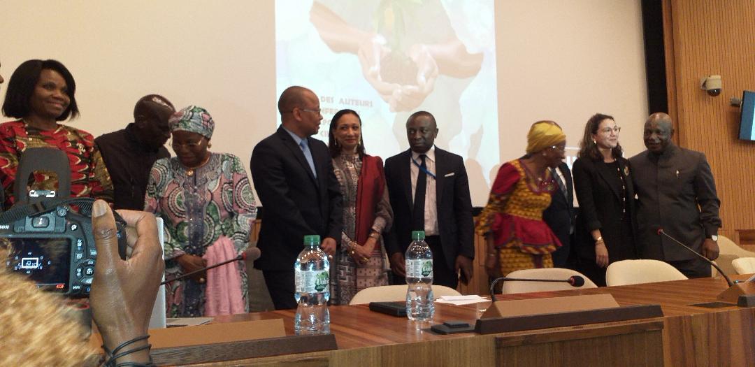 Quelques délégués permanents du Groupe Afrique et leurs invités : Doudou Diène, Françoise Remarck,Siandou Fofana et Mariatou Koné,@AAFC
